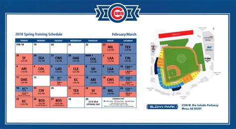 chicago cubs spring training schedule